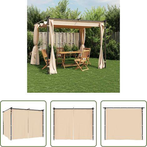 Abri jardin - Tonnelle avec rideaux 3x3 m Crème Acier (1/5)