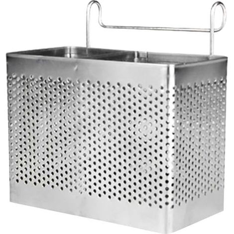 Égouttoir à vaisselle suspendu en inox, panier mural rectangulaire avec crochets pour ustensiles de cuisine et rangement pratique (1/5)
