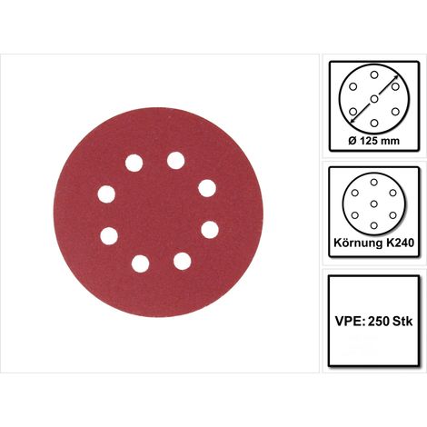 Makita Disque abrasif Velcro 125mm K240 pour DBO BO DCW DWE GEX PEX SXE BOS - 250 pcs. (5x P-43686) (1/5)