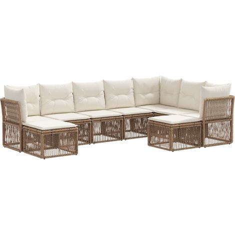 Gartensofa-set 9 pcs Beige Poly-Rattan vidaXL