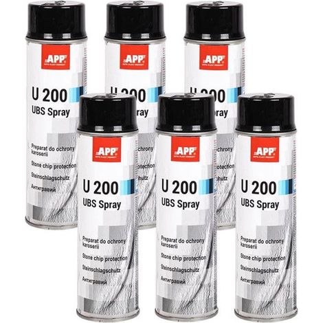 Anti gravillons - Protection bas de caisse - Voiture - Noir - Antirouille - APP U200 - 6x500ml