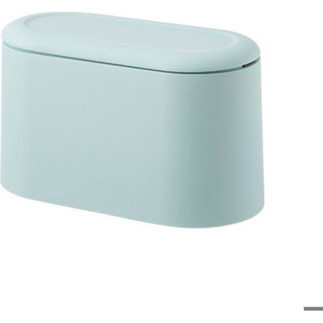 Mini poubelle avec couvercle, petite poubelle amovible en plastique, idéale pour salle de bain, bureau et cuisine (bleu ciel (1/4)