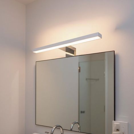 Applique LED 30 cm Da 5.4 Watt in ABS Cromato Luce Fredda 6000K IP44 Installazione su Bordo Specchio Illuminazione Uniforme Anti Riflesso Per Bagno Moderno e Zona Lavabo Design Elegante Argento - Misu (1/5)