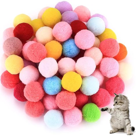 Wxsp 100 Balle jouet interactive colorée à pompons pour animaux de compagnie (1/5)