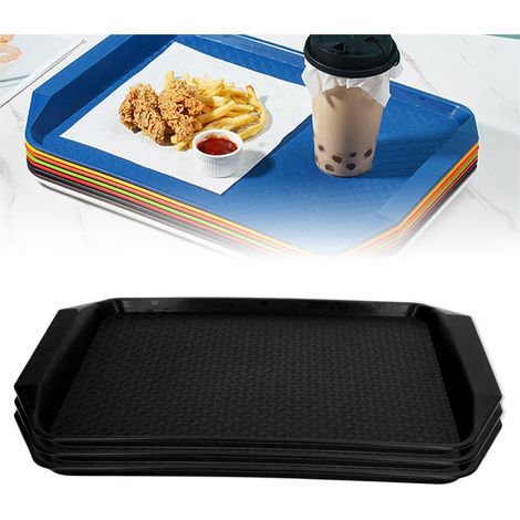 Plateau rectangulaire coloré à double anse épaisse, assiette de style chinois pour hôtel, assiette de restauration rapide pour buffet, noir (1/5)