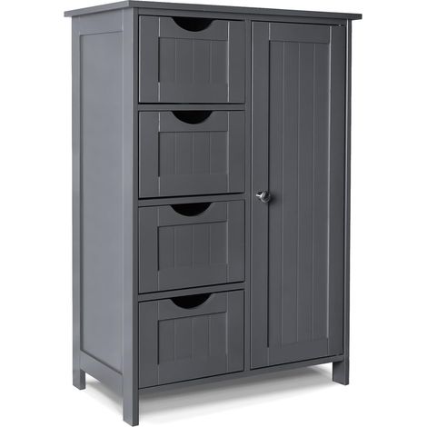 Meuble de Salle de Bain Armoire de Rangement avec Tiroir et Etagère Réglable Placard avec Porte Organisateur Meuble de Rangement pour Salon Cuisine Chambre 30x55x82cm Gris (1/5)