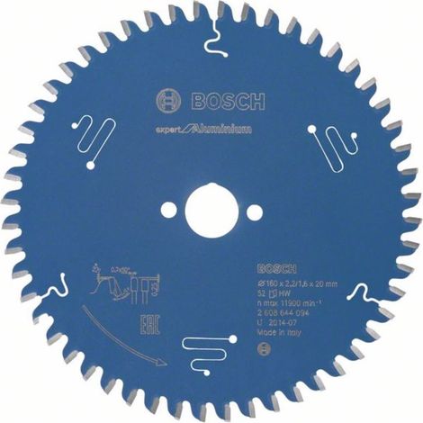 Hoja de sierra circular BOSCH Expert Alu 52 dientes 160x20x2,2/1,6 mm - 2608644094