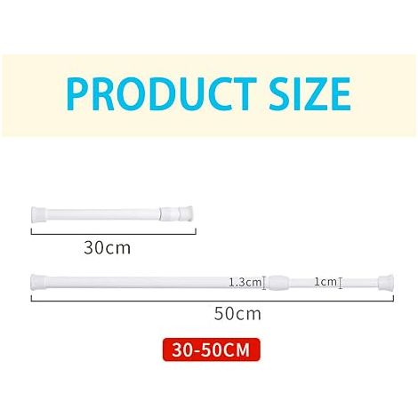 Lot de 2 - Tringle Télescopique - Tringle À Rideau - Porte-Serviettes Extensible - Tige De Tension Sans Perçage - Extensible De 30 À 50 cm (1/5)