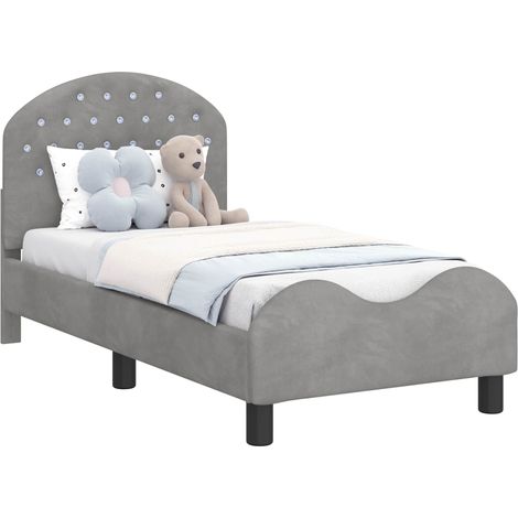 Toddler Bed Frame with Headboard Light Grey 70 x 140 cm Velvet vidaXL