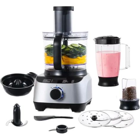 Robot de Cuisine Multifonction 11 en 1 1300W Argent Mixeur Blender 1.5L Hachoir à Viande Bol 3.5L (1/5)