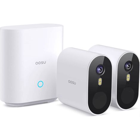 aosu Cámara Vigilancia Exterior WiFi, 5MP Ultra HD, Detección de Movimiento por Radar, sin cuota mensual, 360días de batería,ángulo Ancho de 166°, Visión Nocturna,IP67, Compatible con Alexa/Google (1/5)