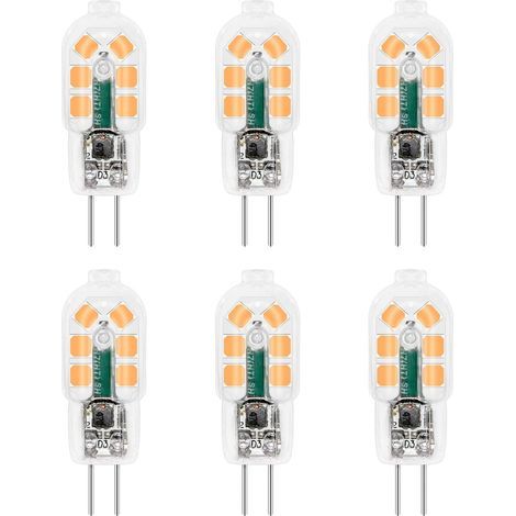 Ampoule G4 LED 12V 2W Blanc Chaud 3000K, 200lm, Équivalent Lampe Halogène G4 10W 20W, non-dimmable, Bi-pin G4 12V LED AC DC pour Lustre, Lampe de Table, lot de 6 [Classe énergétique F] (1/5)