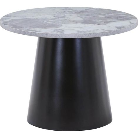 KOELA - Table Basse Plateau MDF Aspect Marbre Pied central Conique en Métal
