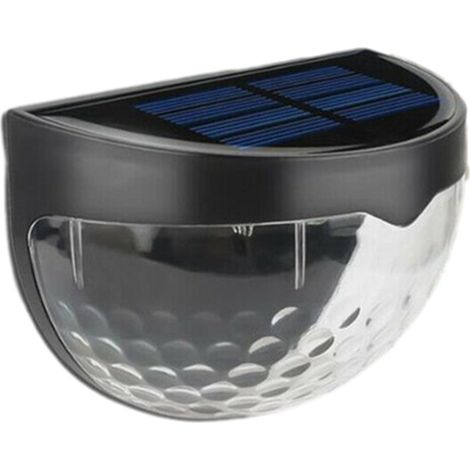 Solar Fence Light - Black ABS Plastic - IP65 Waterproof - 6 LED - Auto On/Off Sensor - For Garden Porch Stair Yard Fence - 2 Pieces (1/5)