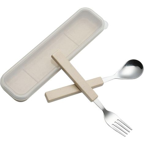 Kinderbesteck Set 2-teilig Edelstahl mit Reiseetui, Creme (1/5)