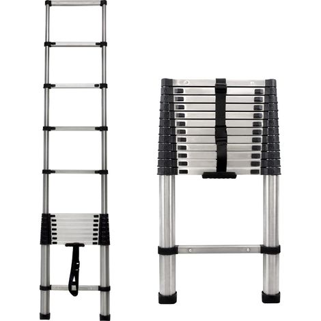 Échelle télescopique échelle pliante 3,2 m antidérapant échelle polyvalente extensible Soft-Close, acier inoxydable échelle D'extension extensible portable échelles de grenier EN131 Safe Standard Capa (1/5)
