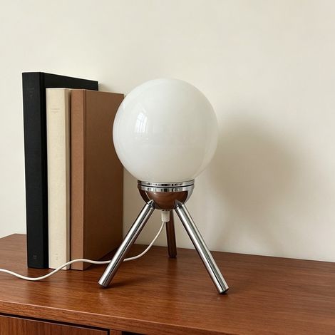 Lampe de Table en Verre avec Globe Rond et 3 Pieds, 3 Couleurs de Lumière, USB, Lampe de Chevet pour Chambre d'Enfant, blanc (1/3)
