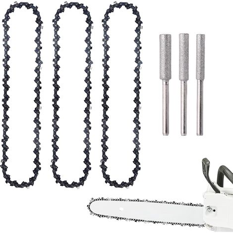 Lot de 3 Chaîne de Tronçonneuse, 1,1 mm à Faible Rebond, 3/8" LP 40 Maillons de Conduite, Chaîne Barre de 10 Pouces, Compatible avec Makita DUC254Z, Einhell-GE-LC 18/25 Li et Plus (1/5)