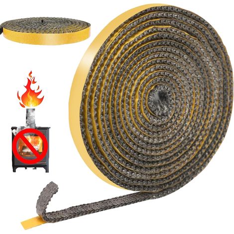 4m Joint Insert Cheminée Autocollant, Joints Fibre de Verre, Joint de Porte Pour Poele a Bois, Cheminée, Porte Four a Bois, Résistant à la Chaleur 600 Degrés Celsius (3mm x 10mm x 4m) (1/5)