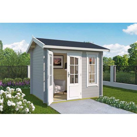 Alex Mini-Log Cabin, Wooden Garden Room, Timber Summerhouse, Home Office - L290 x W254.1 x H245.1 cm