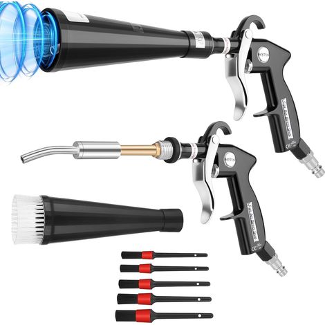 Pistolet de Nettoyage Voiture à Air Comprimé avec 2 Buses, 6-9.2Bar Pistolet de Nettoyage Voiture, Soufflette Haute Pression, Pistolet de Nettoyage à Sec pour Intérieurs de Voiture et Moquette (1/5)
