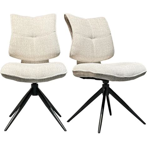 Lot 2 chaises rotatives tissu chiné beige avec dossier replié – IMOGEN (1/5)