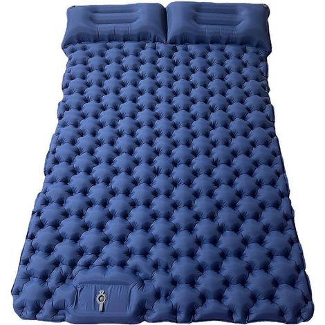 Matelas de camping gonflable ultraléger double avec pompe à pied et oreiller, lit de couchage portable et compact pour (1/5)