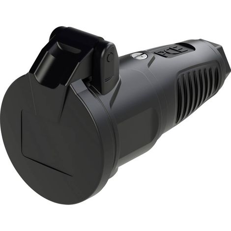 PC Electric 2412-sscw Fiche électrique femelle avec terre caoutchouc 250 V noir IP54 Y614943 (1/2)