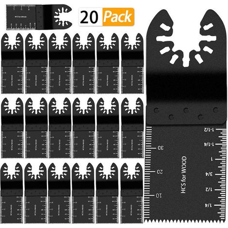 20Pcs 34mmLames de scie oscillantes, multitool universel bois / métal / plastique professionnel, lames de scie à dégagement rapide pour Outils multifonctionnels lames de mélange scie plongeante