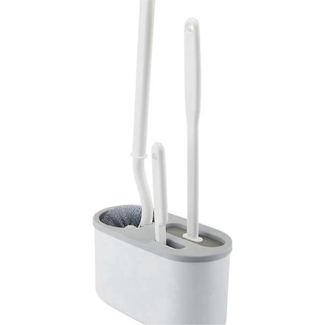 Brosse de toilette blanche 3 en 1, support mural en silicone pour WC et salle de bain B-- (1/5)