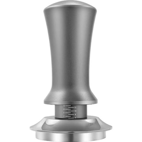 Kaffeestampfer mit flachem Boden, selbstnivellierend, konstanter Druck, für Espresso zum Mahlen von Kaffeepulver (51 mm, flach grau) (1/4)