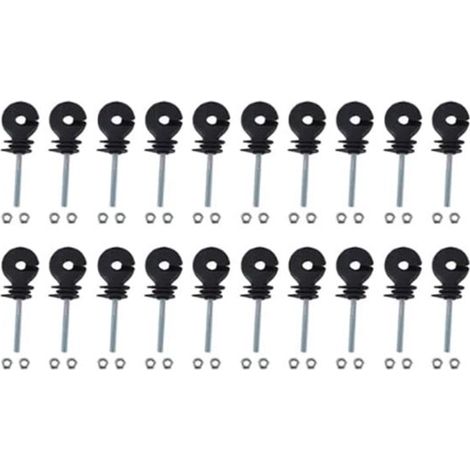 Anneau isolant avec vis - 20 pièces - Ring isolant - Pour fil de clôture électrique et ruban de clôture électrique - Convient pour fil de clôture électrique jusqu'à 6 mm - Plastique et acier - Zwart e (1/5)