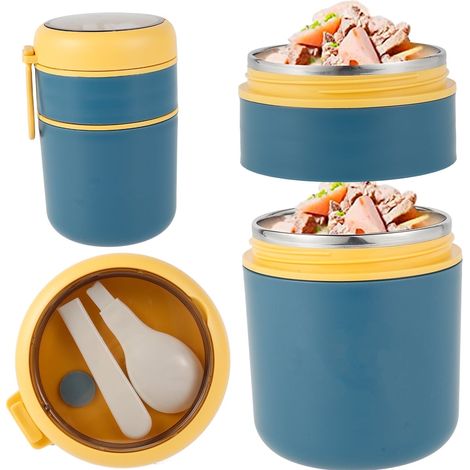 Boîte à lunch isotherme de 710 ml (24 oz) en acier inoxydable avec cuillère pliable et poignée, idéale pour l'école, le bureau et les activités de plein air.
