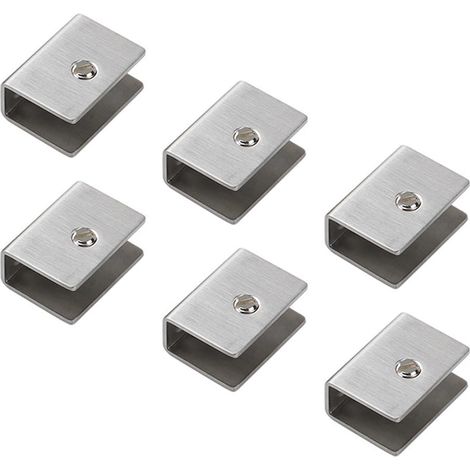 6 Piezas Pince à Verre Acier Inoxydable Support D'étagère Verre Forme Carrée Support Tablette Verre Réglable pour Tablettes en Verre de 10 mm D'épaisseur (1/5)