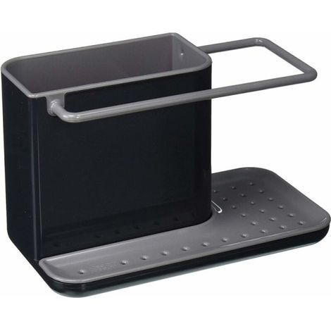 Étagère de rangement pour évier - Support pour éponge, grattoir, brosse, liquide vaisselle, chiffon, petit format - gris anthracite (1/4)