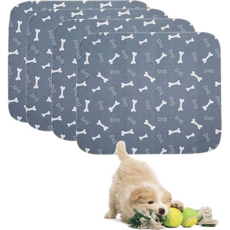 Lot de 4 Tapis educateur pour Chien et Chiot, Tapis propreté pour animaux, lavables,Réutilisables,Super absorbant, Pee Pad Anti-fuites,Antidérapants, alèse Pour Chat et Chien-S-Gris-4 pièces (1/5)