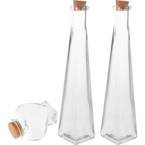 Set de Bouteilles en Verre Résistantes et Élégantes Lot de 3 Bouchon en Liège pour Décoration de Mariage ou Cérémonie de Sable (1/5)