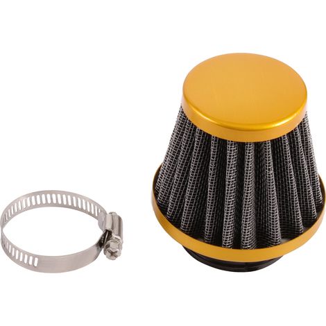 35mm gold metal air filter, universal motorcycle air filter, modified air filter, suitable for various motorcycles and small engines.