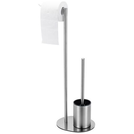 Porte Papier Toilette avec Brosse WC Brossé, Porte Rouleau Papier Toilette Debout en Acier Inoxydable avec Brosse, Base Ovale Set (1/4)