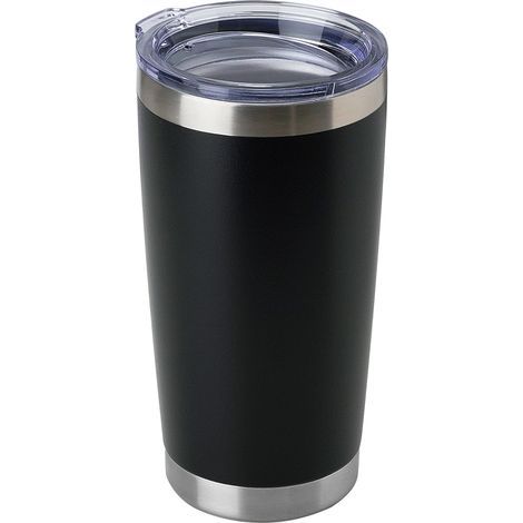 Gobelet acier inoxydable 20oz avec couvercle isotherme voyage café bière chaud froid portable voiture, noir (1/5)