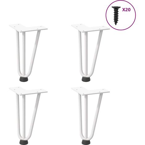 Haarnadelbeine für Couchtisch 4 Stk. Weiß 20 cm Massivstahl