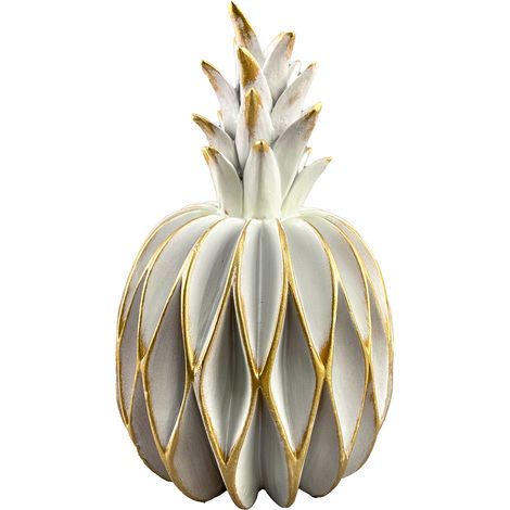 Ananas decorativo in resina bianca per la casa e l'ufficio