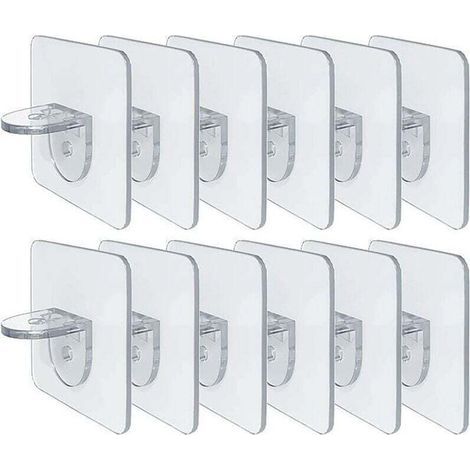 No-drill shelf brackets - Self-adhesive shelf clips for kitchen cabinets - Bookshelves - Heavy-duty partition brackets - Pin for cabinet brackets - Cladding layer (1/5)