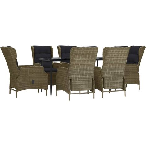 Set da pranzo da giardino in vimini di resina marrone da 7 pezzi 020014366