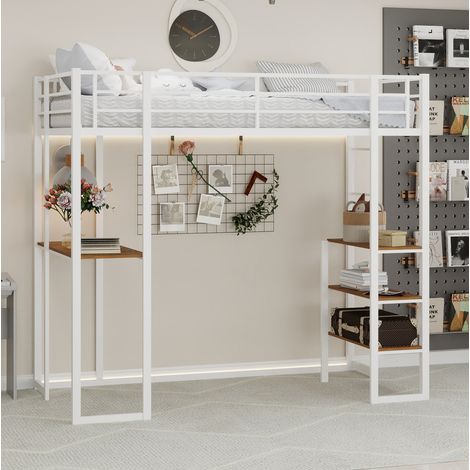 MEUBLIV Hochbett 90x190 cm weiß – mit Schreibtisch und Stauraum, ohne Matratze (1/5)