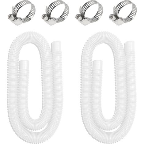 Lot de 2 tuyaux de piscine de 32 mm, 150 cm avec 4 colliers de serrage, tuyau de pompe, tuyau d'aspiration, tuyau d'arrosage flexible pour piscine, pompe de piscine (blanc) (1/5)