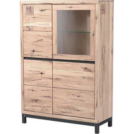 Highboard Wildeiche 103x40x148 bianco geölt VILLANDERS 205