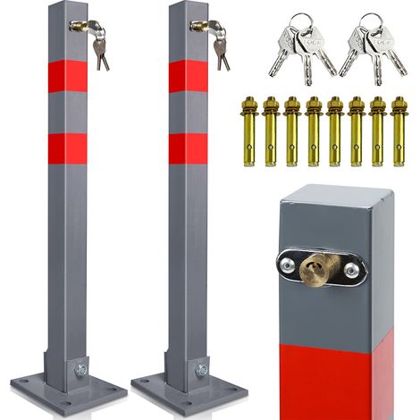 Jiubiaz Absperrpfosten 2X Parkplatzsperre Klappbar 66cm abschließbar rostfreier