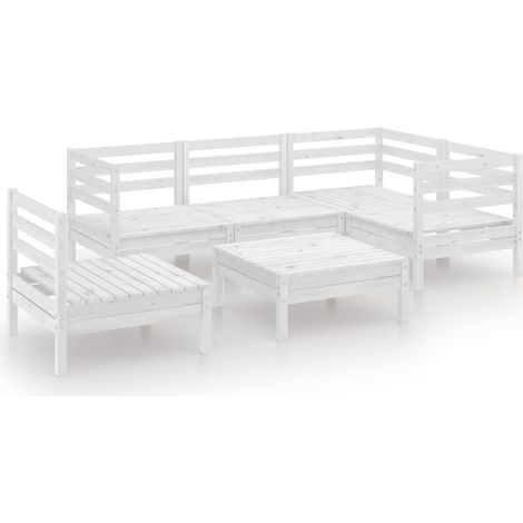 Mobili da giardino mobili da esterno set di mobili 6 pezzi in legno di pino massiccio bianco 020017008