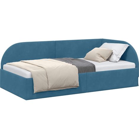 Estructura de cama en esquina Azul 90 cm x 200 cm Terciopelo vidaXL